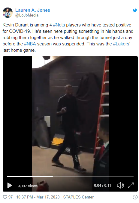 Kevin Durant okužen