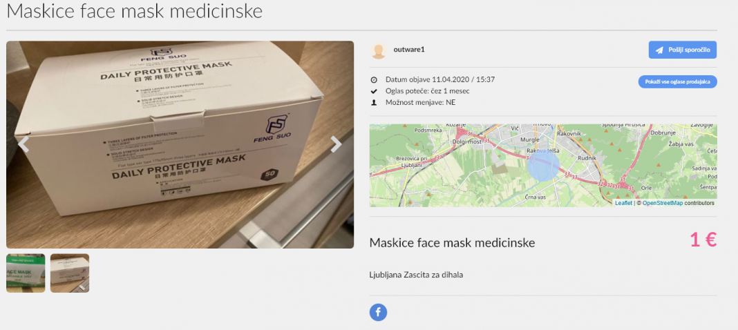 Prodaja ukradenih mask