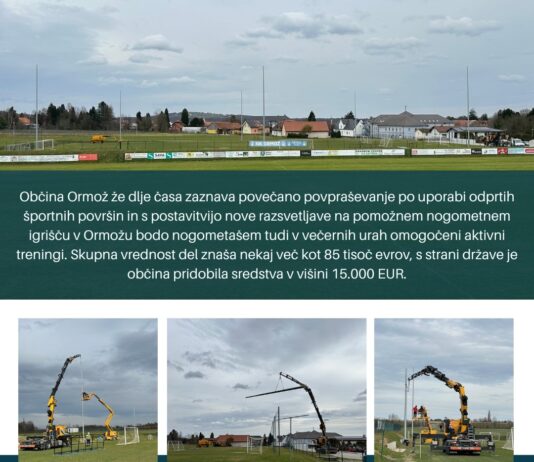 Ormož s novo razsvetljavo na pomožnem nogometnem igrišču za večerno športanje
