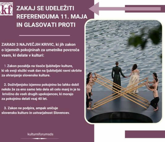 Referendum proti kulturni prevari: Golobova vlada želi uničiti slovensko ustvarjalnost za 2 milijona evrov letno