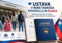 Ustava v roke vsakega prvošolca in dijaka: država mladim vrača pomen znanja, odgovornosti in državnosti