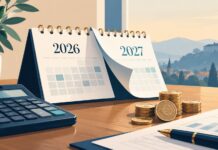 Upokojitev decembra ali januarja? Podatki za zdaj govorijo v prid letu 2027 Simbolna ilustracija načrtovanja upokojitve ob prehodu iz leta 2026 v 2027