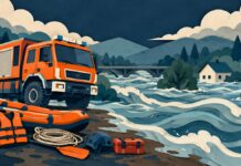Poljčane prevzele specialno vozilo: nova oprema za odziv na poplave Simbolna ilustracija reševalnega vozila in opreme ob reki